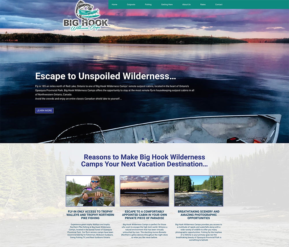 Big Hook Wilderness Camps Website Development